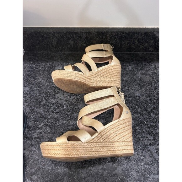 Ugg Raquel Gold Platform Wedge Sandals Criss Cross Women’s Size 9 US Party Fairy - Picture 4 of 7